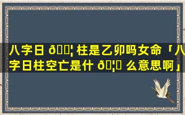 八字日 🐦 柱是乙卯吗女命「八字日柱空亡是什 🦟 么意思啊」